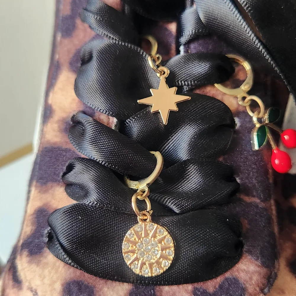 DV by Dolce Vita Leopard Print Satin Ribbon Sneakers - Brown Black - Picture 4 of 8